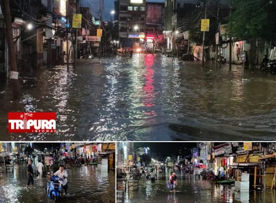 SMART City ? No ‘Water-Logging’ from 2019 ? Agartala City Paralyzed after few drops of Rain : Public crossed through knee-level Dirty Wate